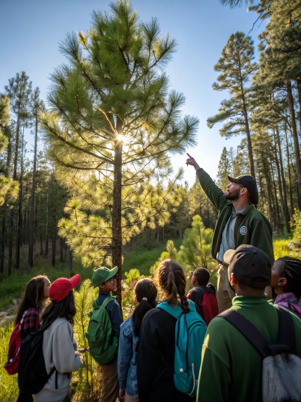 An image showcasing a training session on wildlife management and conservation, with participants learning about sustainable hunting practices and the importance of biodiversity.